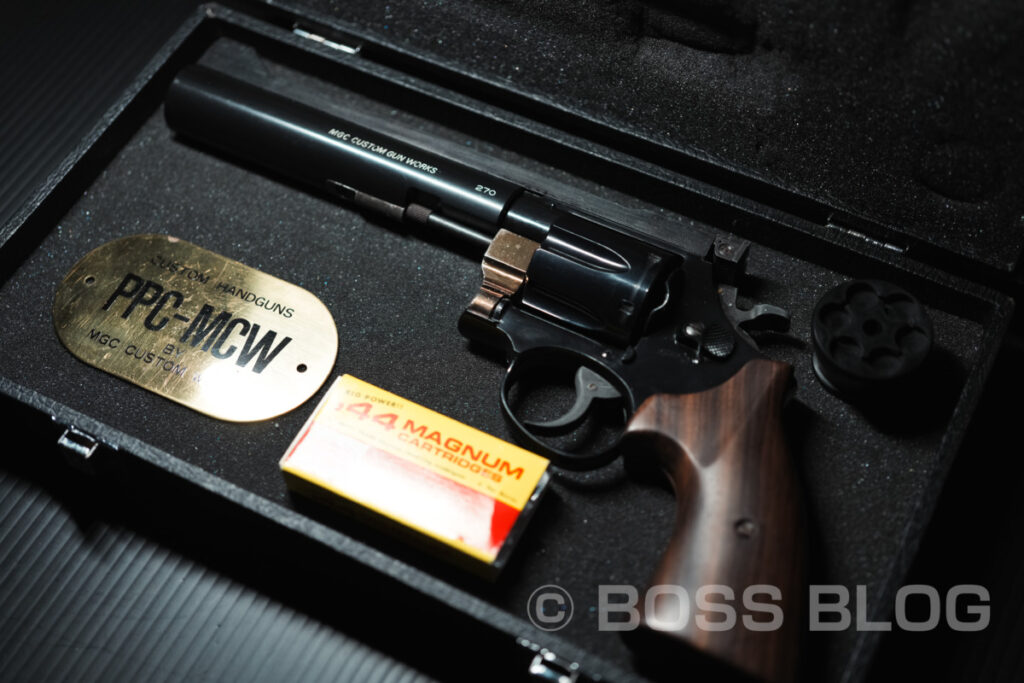 MGC PPCカスタム 44マグナム ラウンドバレル ヘビーバレル MCW S&W M29 モデルガン・西部警察・太陽にほえろ!・イーストA製ショルダーホルスター(6〜6.5インチ用)